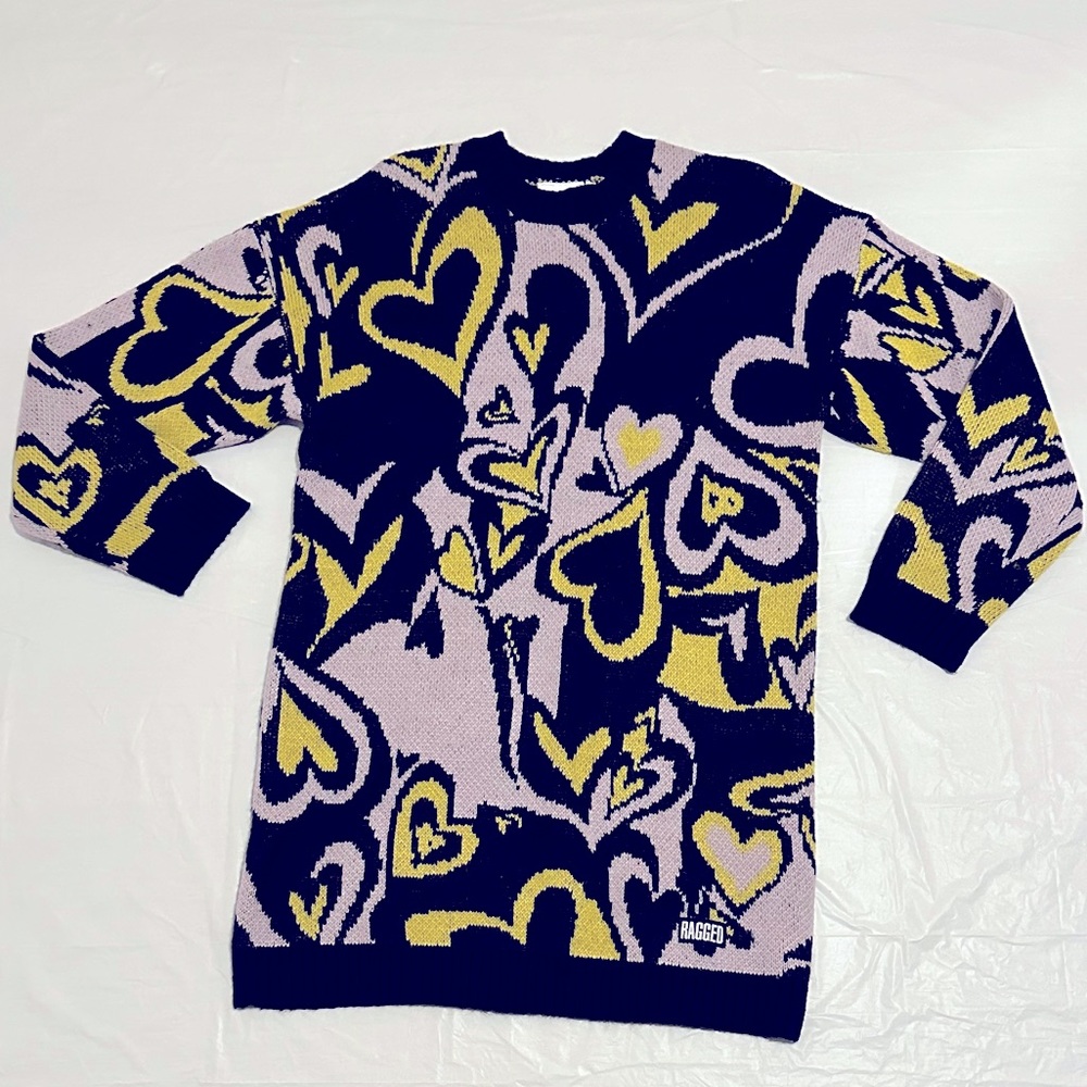 Tha Ragged Priest Course Sweater Dress TRIPPY HEART JACQUARD K.VIT JUMPER